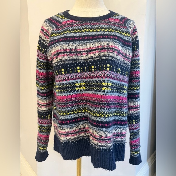 Caslon Sweaters - Caslon Anthropologie Women’s Small Navy Blue Multicolored Fair Isle Sweater